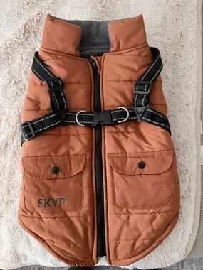 SKYR Rust Quilted Dog Harness Vest with Reflective Black Straps